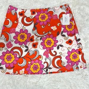 Floral Women's Skort in Orange and Pink